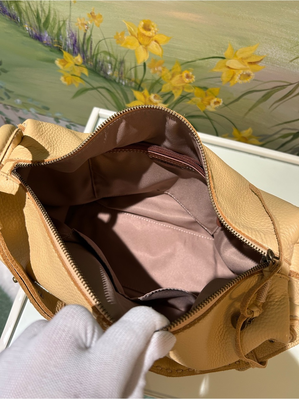 The Sak Los Feliz Pebble Grain Leather Hobo Bag in Buttercream (Soft Yellow) - Picture 15 of 16
